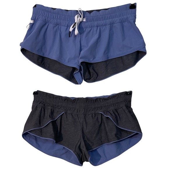Lululemon Womens Reversible Water Surf Swim Shorts Blue Gray Gym Baddie Y2K 4 - Picture 1 of 9